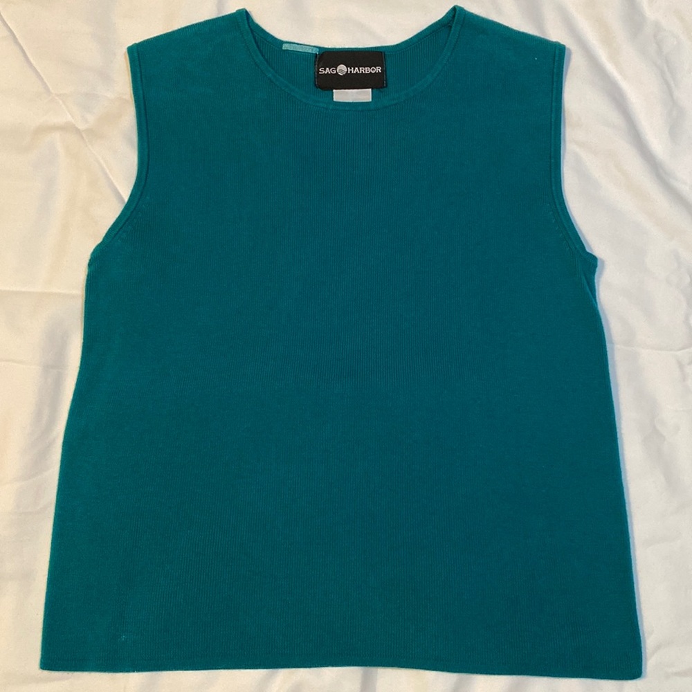 Sag Harbor | Knit tank sweater, deep green, size S